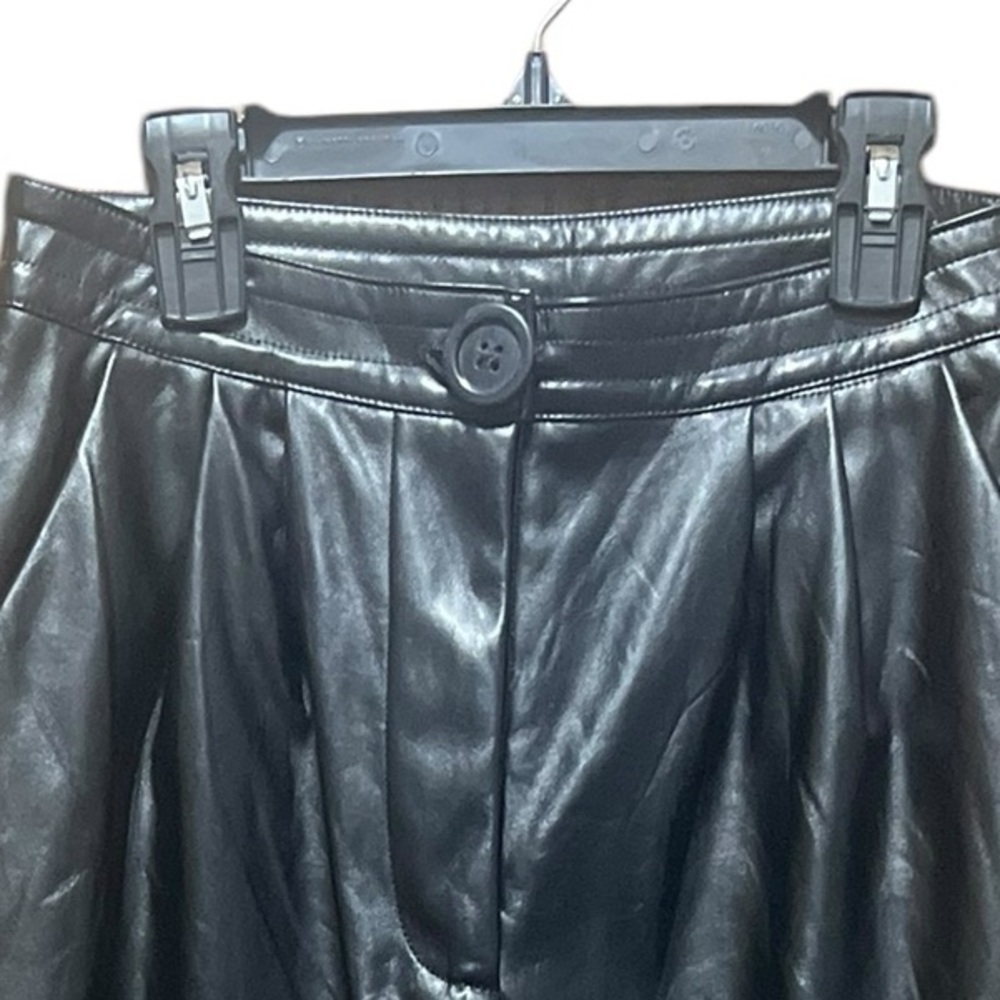 Princess Polly Love Club Black Faux Vegan Leather Straight Pants Size 4 - Picture 6 of 12